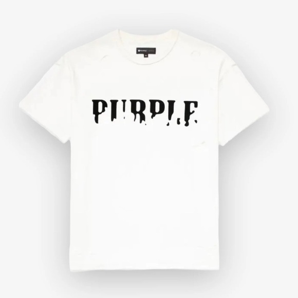 Purple Brand Textured Jersey Inside Out Tee Brilliant White Eroded JWET - Picture 1 of 1